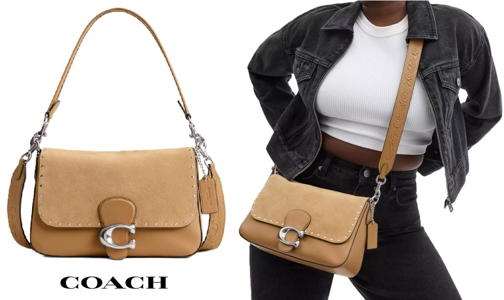 安心国内発送 COACH ソフト タビー リベット ショルダーバッグPN