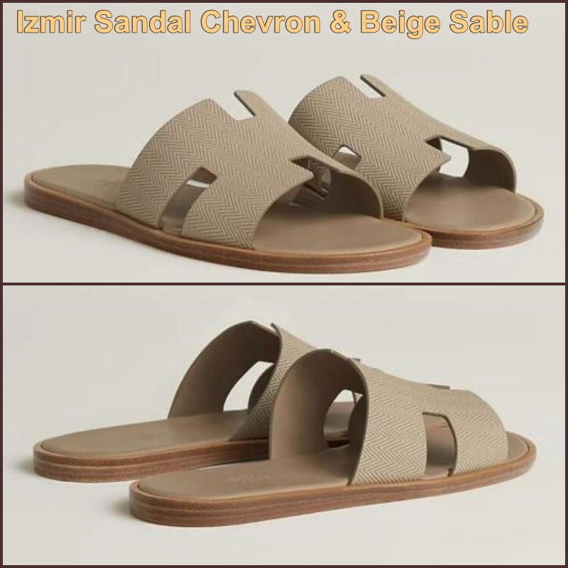 [Hermes]★Izmir Sandal Chevron & Beige Sable★