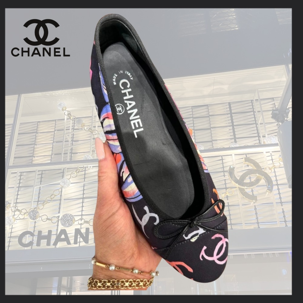 国内発送 定番人気 CHANEL シャネル バレリーナ プリント