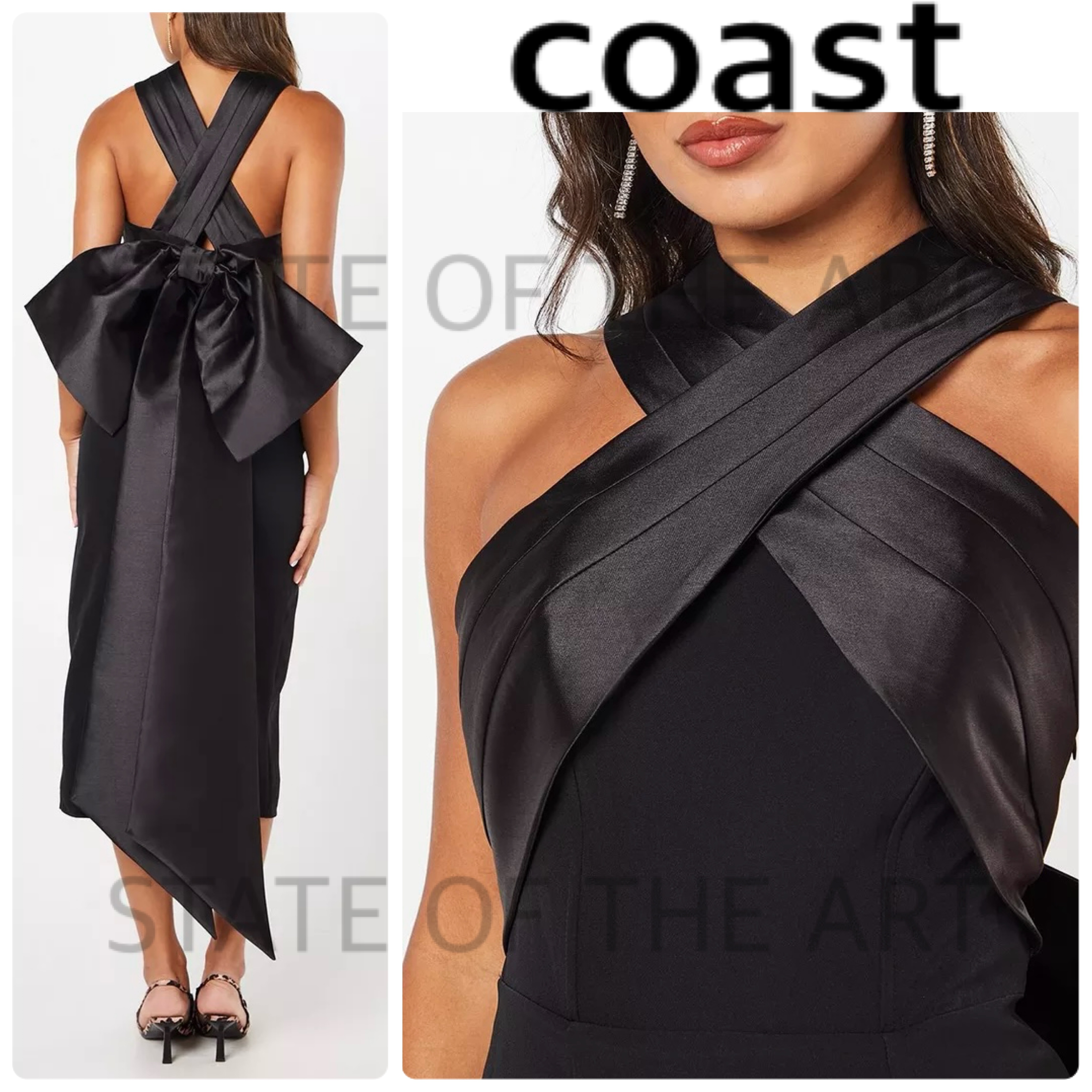 英国発【Coast】クロスオーバーフロント リボンバックドレス