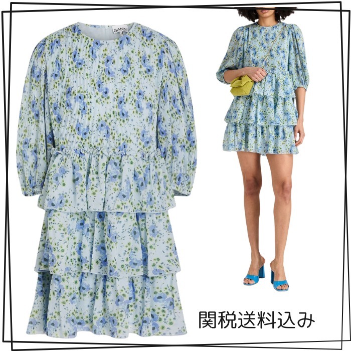 GANNI ジョーゼット ミニワンピース フローラルプリント