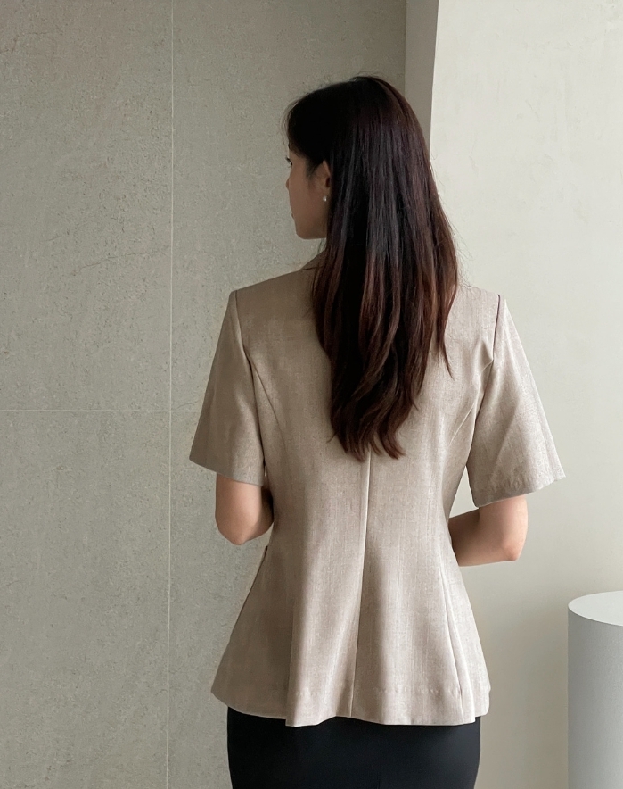 【I AM MARI】Maia Linen Button Collar Jacket