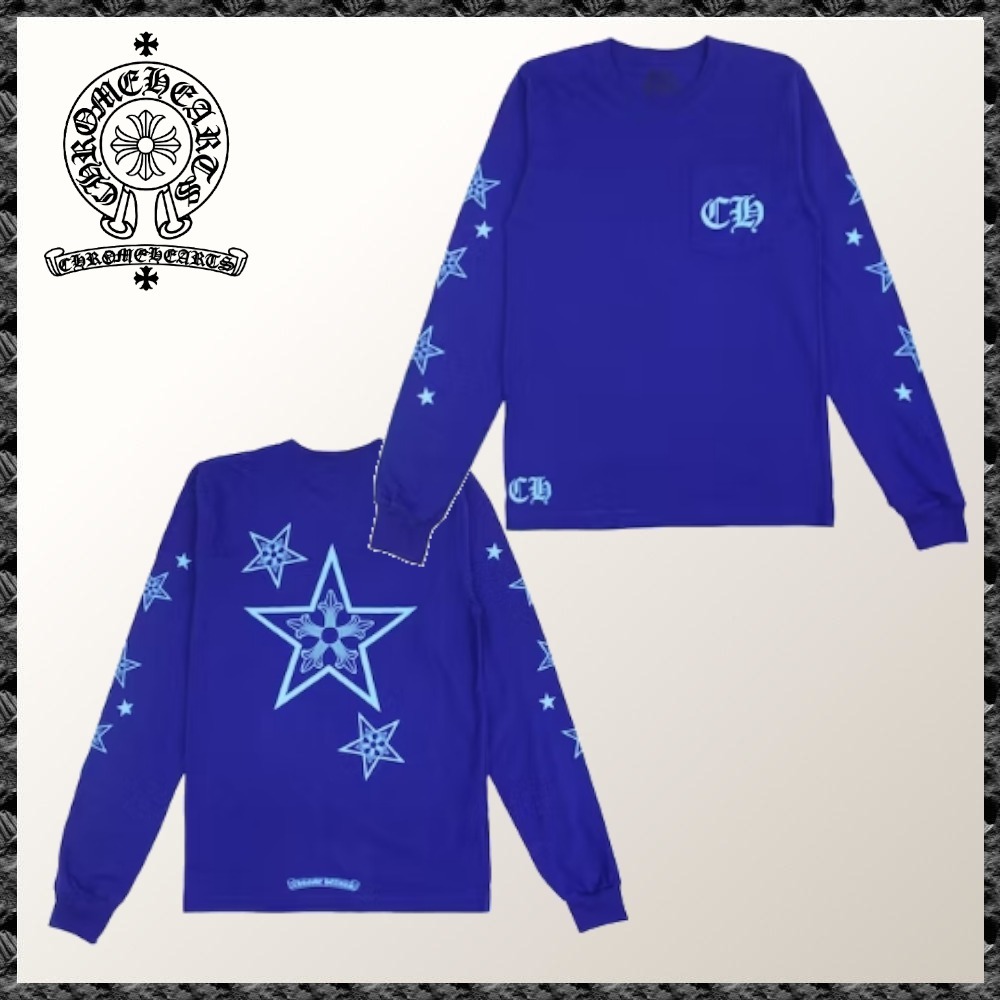 在庫僅か◆送料込【CHROME HEARTS】スター 長袖 Tシャツ ブルー