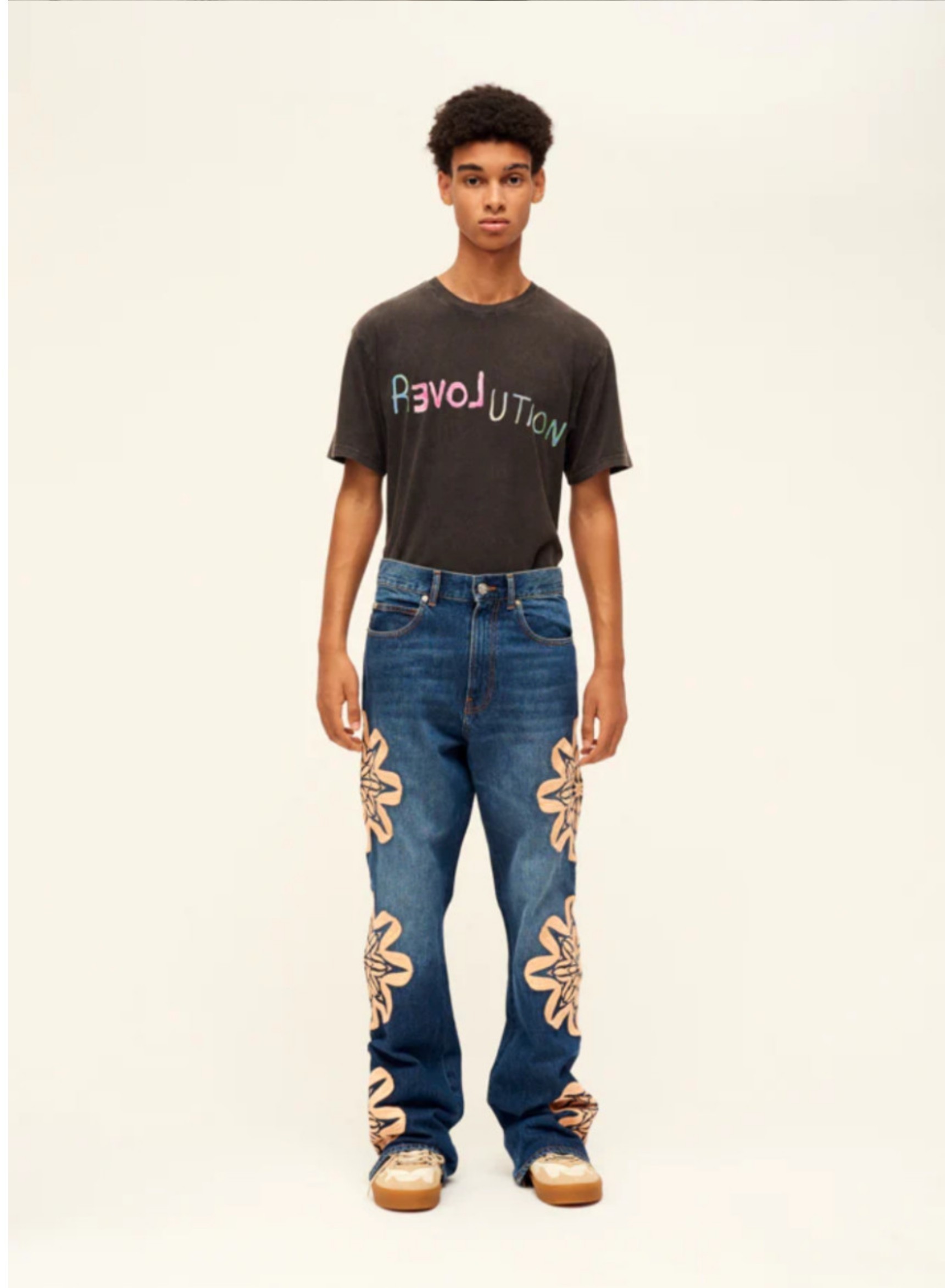 【BLUEMARBLE】Embroidered bootcut denim pants Blue BLUE