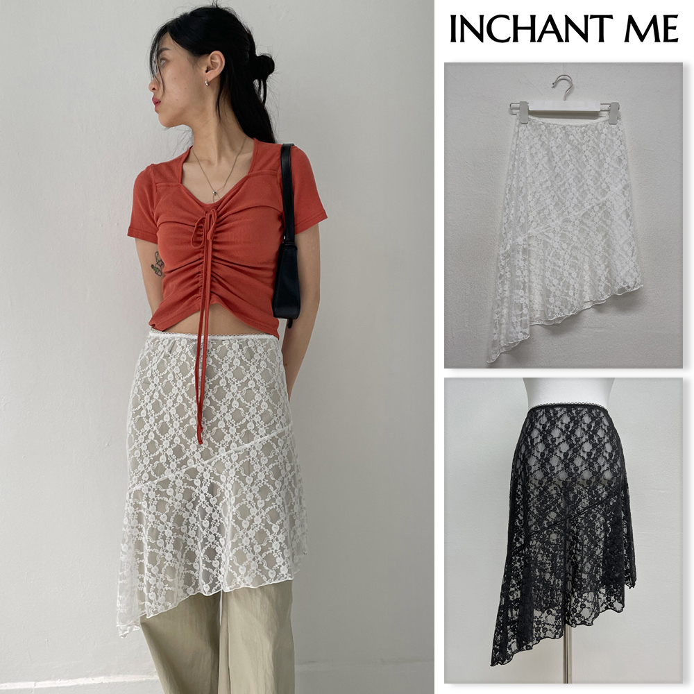 【INCHANT ME】Lace Unbalanced Layered Skirt