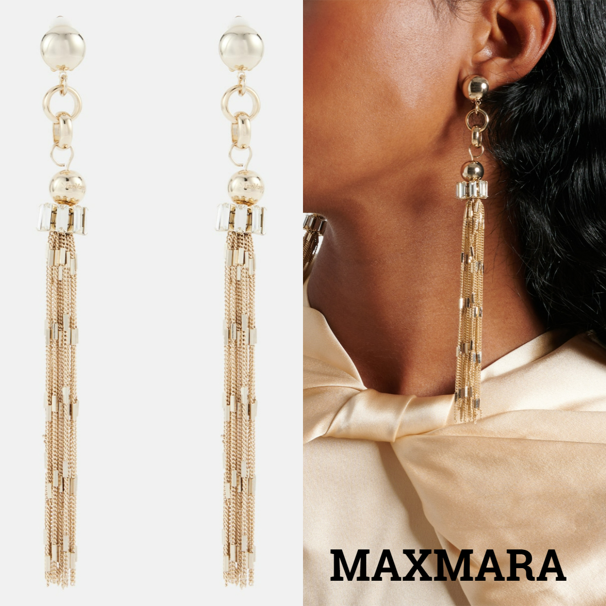 新作*MAXMARA*フリンジゴールドイヤリング クリップタイプ