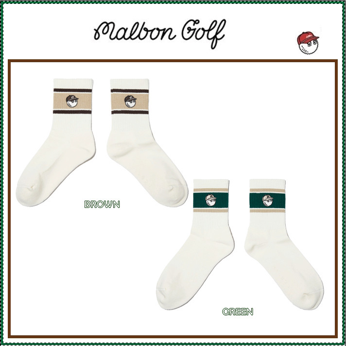 【MALBON】Bucket Wappen Crew Socks /追跡付
