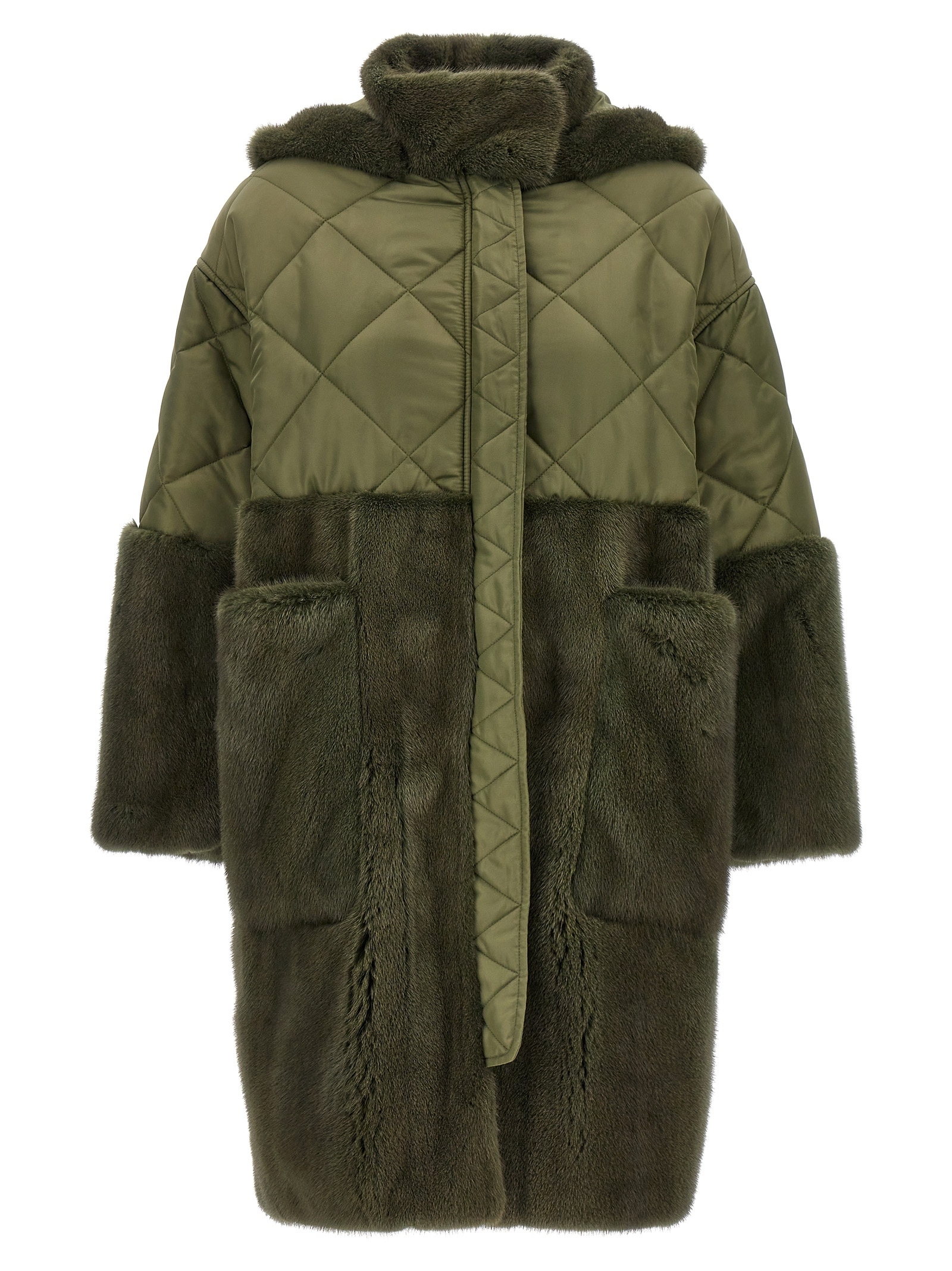 その他 BLANCHA 'Nylon Diamond-Visone' long down jacket