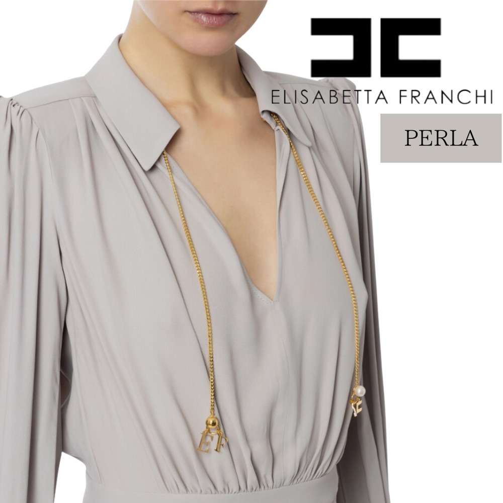 【ELISABETTA FRANCHI】ミディドレス 長袖 シャツ チェーン ELISABETTA FRANCHI】ミディドレス 長袖 シャツ チェーン
