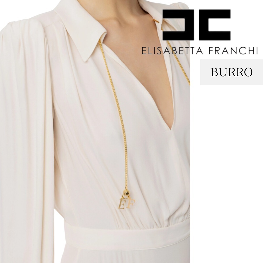 【ELISABETTA FRANCHI】ミディドレス 長袖 シャツ チェーン ELISABETTA FRANCHI】ミディドレス 長袖 シャツ チェーン