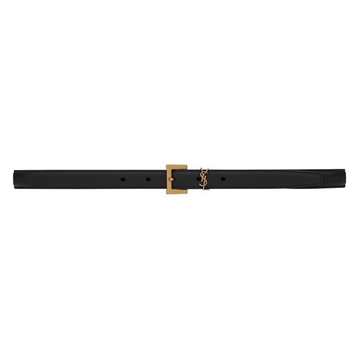 【SAINT LAURENT】ブラックゴールドモノグラムスクエアバックル