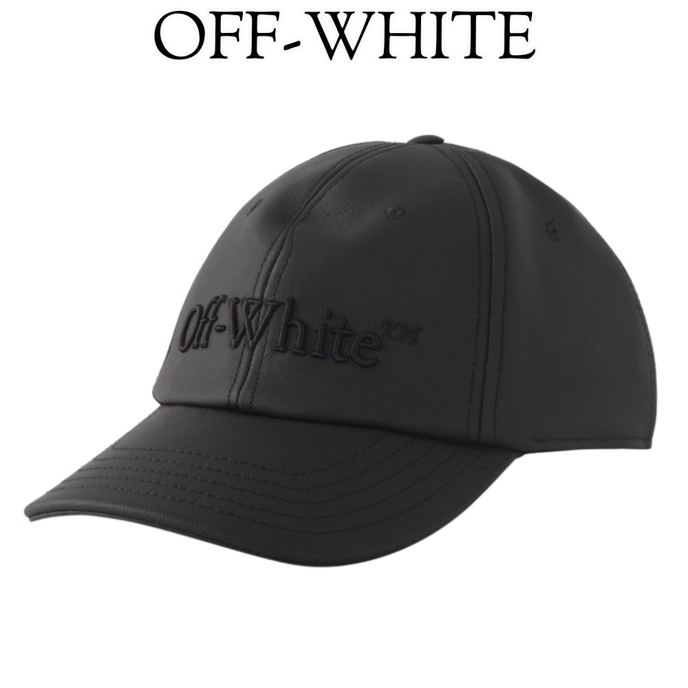 【OFF-WHITE】Black☆ロゴ刺繍 Canvas ベースボール キャップ