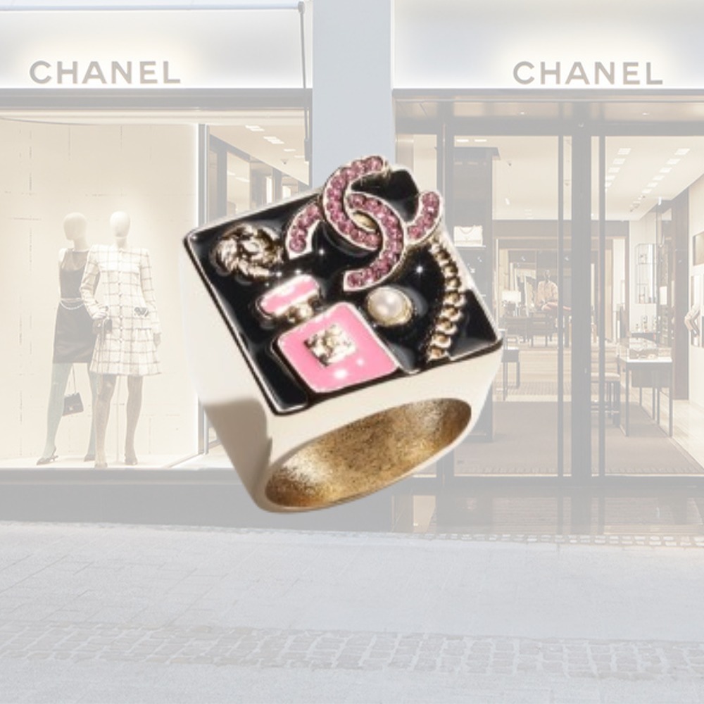 CHANEL リング メタル レジン ガラス パール ダイアモンド
