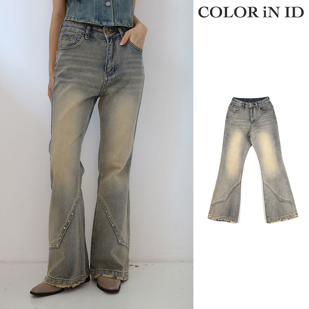 【COLOR iN ID】Studded western bootcut jeans