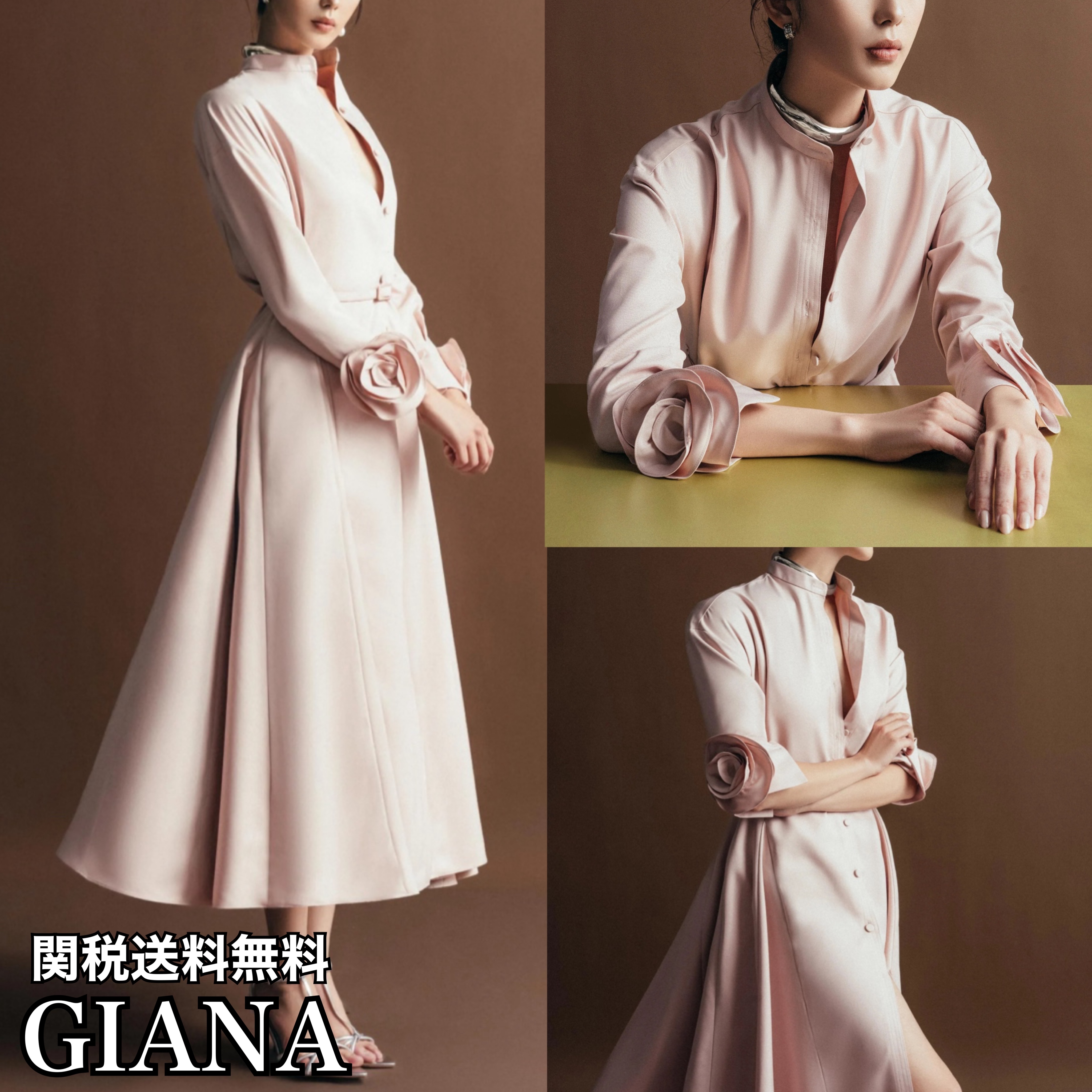 GIANA ジアナ ドロップショルダー 長袖 シャツワンピ