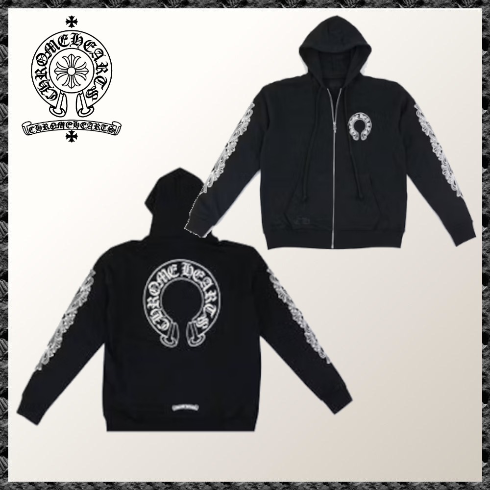 【CHROME HEARTS】フローラルスリーブ HorseShoe ジップパーカー