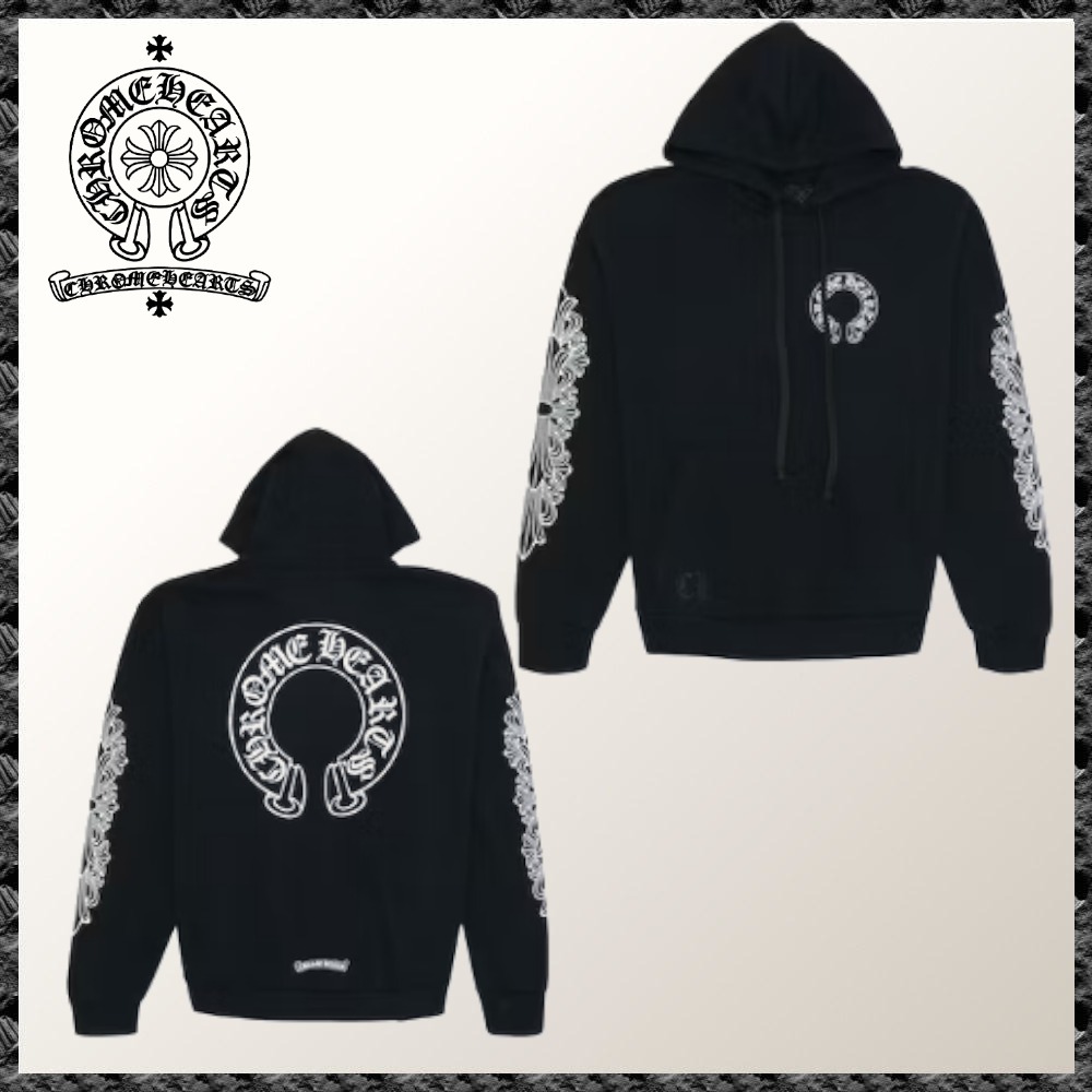 ◆送料込【CHROME HEARTS】ホースシュー フローラル パーカー