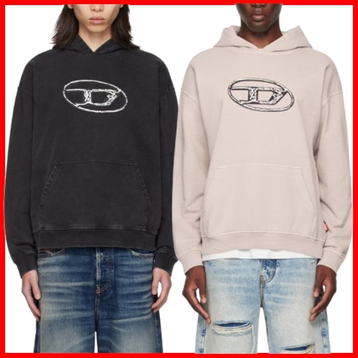 DIESEL ロゴ S-Boxt-Hood-Q7 コットン 長袖 パーカー 2色