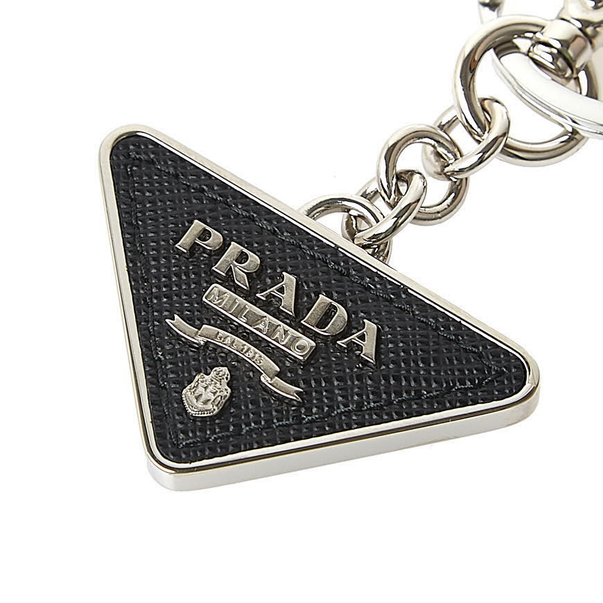 ★Prada Saffiano Leather Triangle Logo Keychain Black★ Prada Saffiano keychain Black - Men | VIETTI Online Store