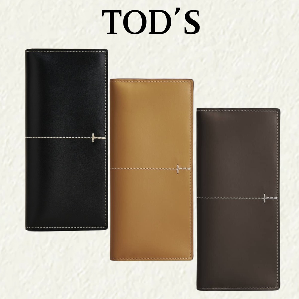 【TOD'S】ビジブル ステッチ レザー バーティカル ウォレット