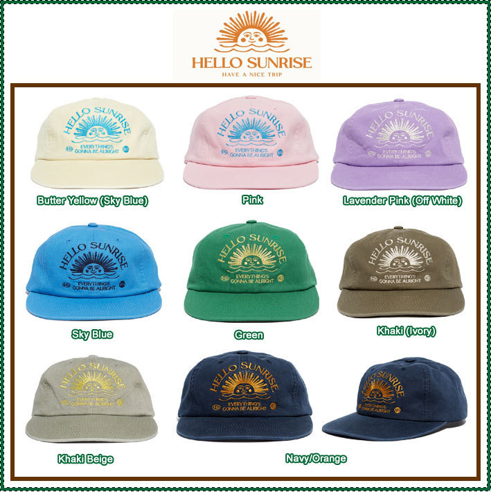 【HELLO SUNRISE】 Washed HS Arch Logo 6Panel Cap /追跡付