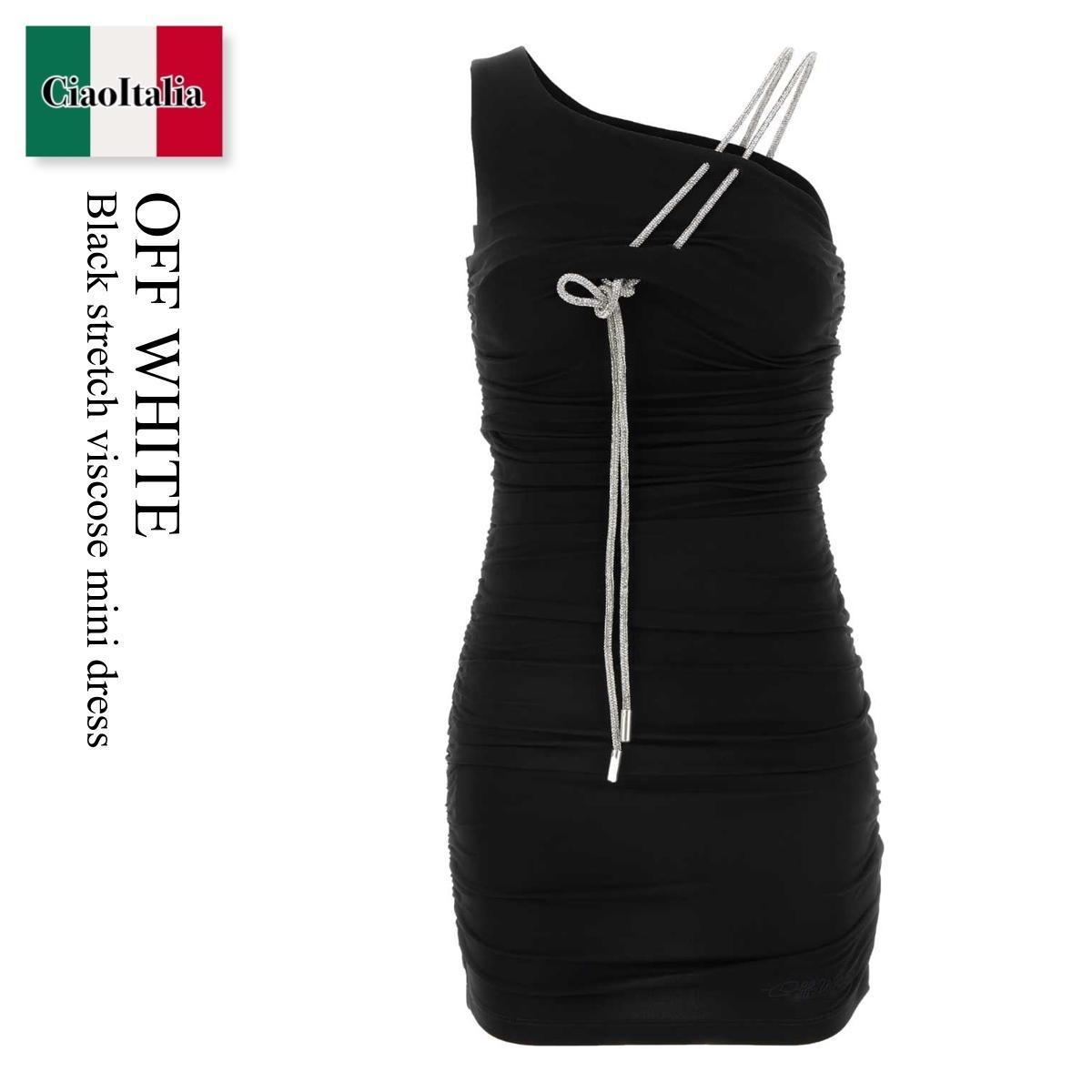 ワンピース Off White Black Stretch Viscose Mini Dress