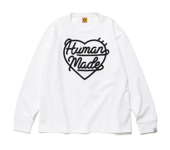 ★BTS愛用ブランド レア!HUMAN MADE ラインハートロゴ ロンT ☆BTS愛用ブランド!HUMAN MADEワッペン＆グラフィクハートロンT