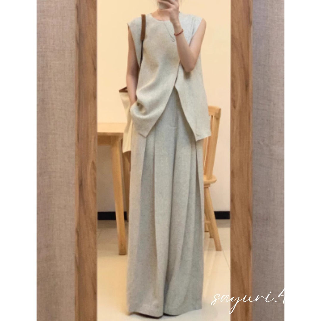 セットアップ ノースリーブ ワイドパンツ カジュアル