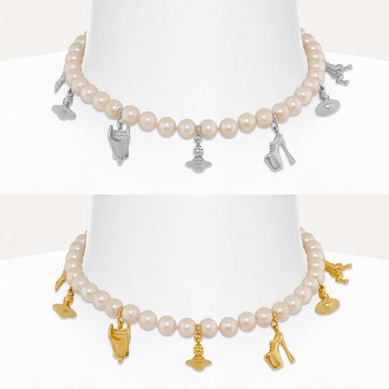 ★vivienne westwood★ロゴ チャーム パール ネックレス