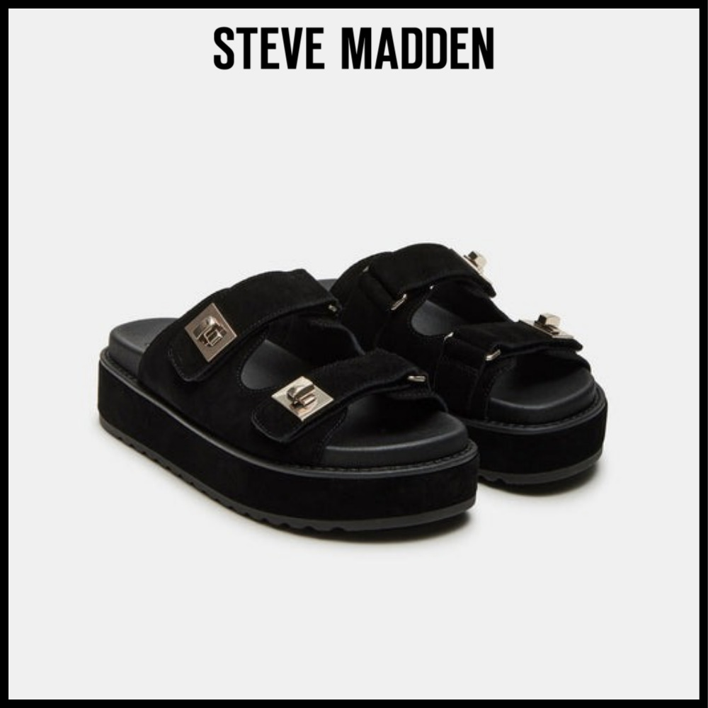 ★Steve Madden★新作★大人気★BIGSCHMONA BLACK★サンダル