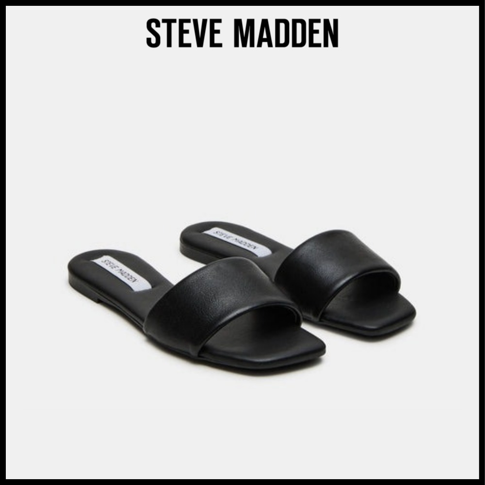 ★Steve Madden★新作★大人気★EMERIE BLACK LEATHER★サンダル