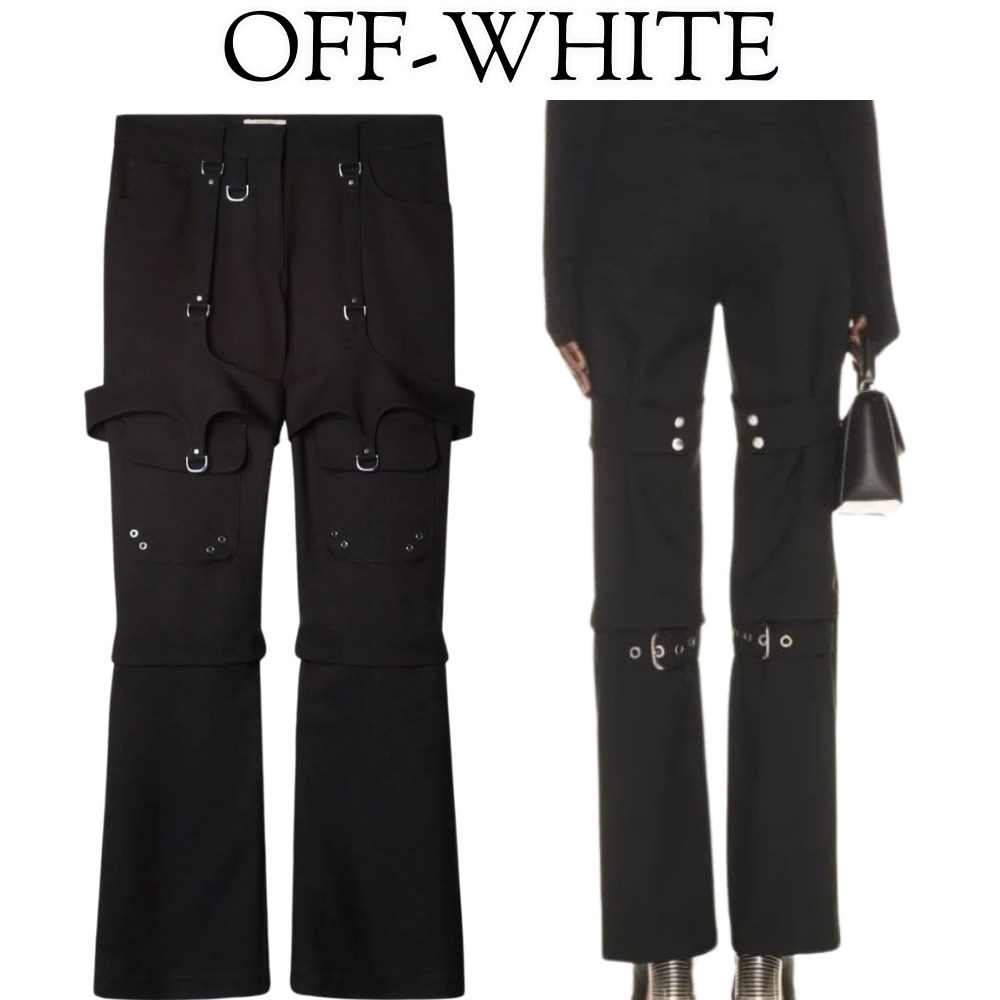 【OFF-WHITE】Beige☆ロック バックルディテール カーゴパンツ