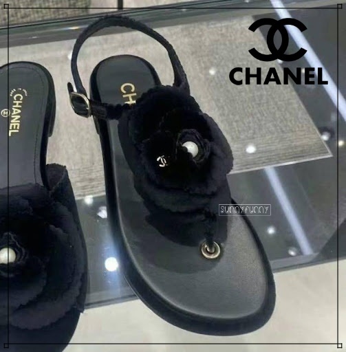 《24B★》CHANEL カメリアベロア サンダル