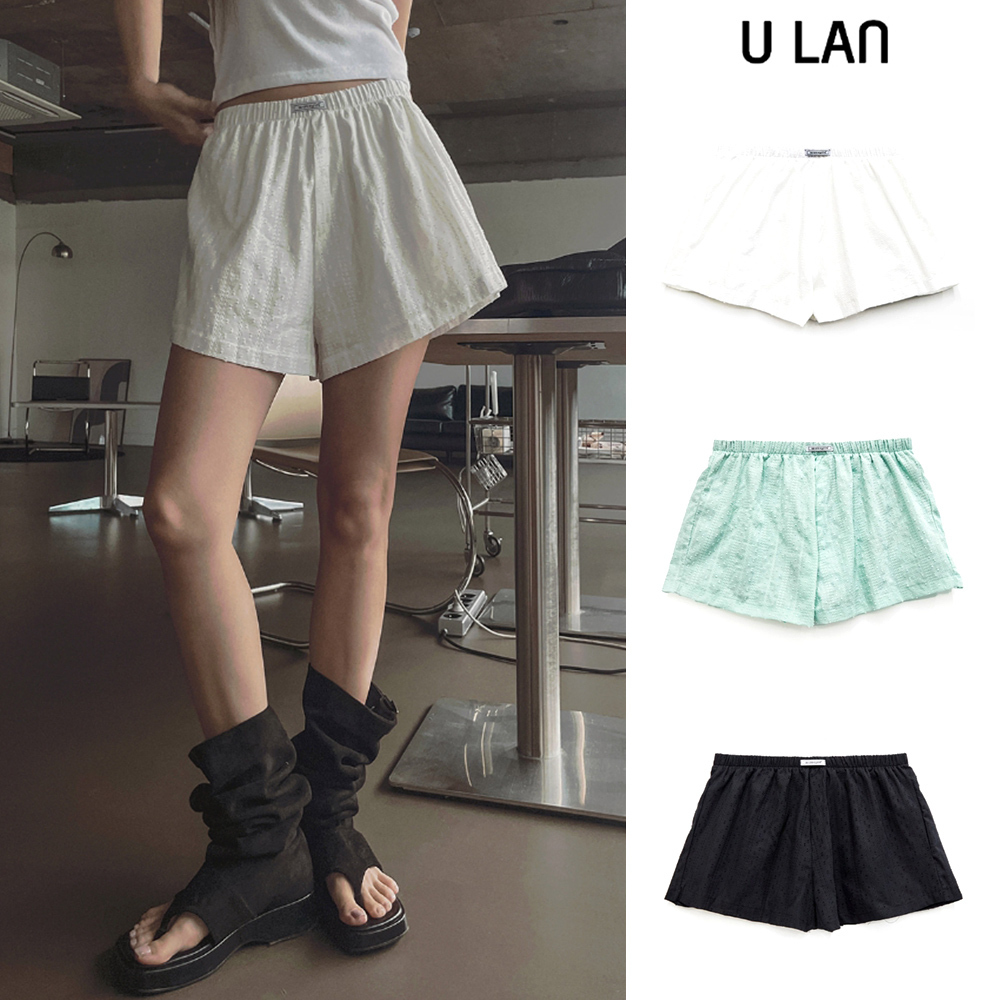 【U LAN】Trunk Punching Label Shorts