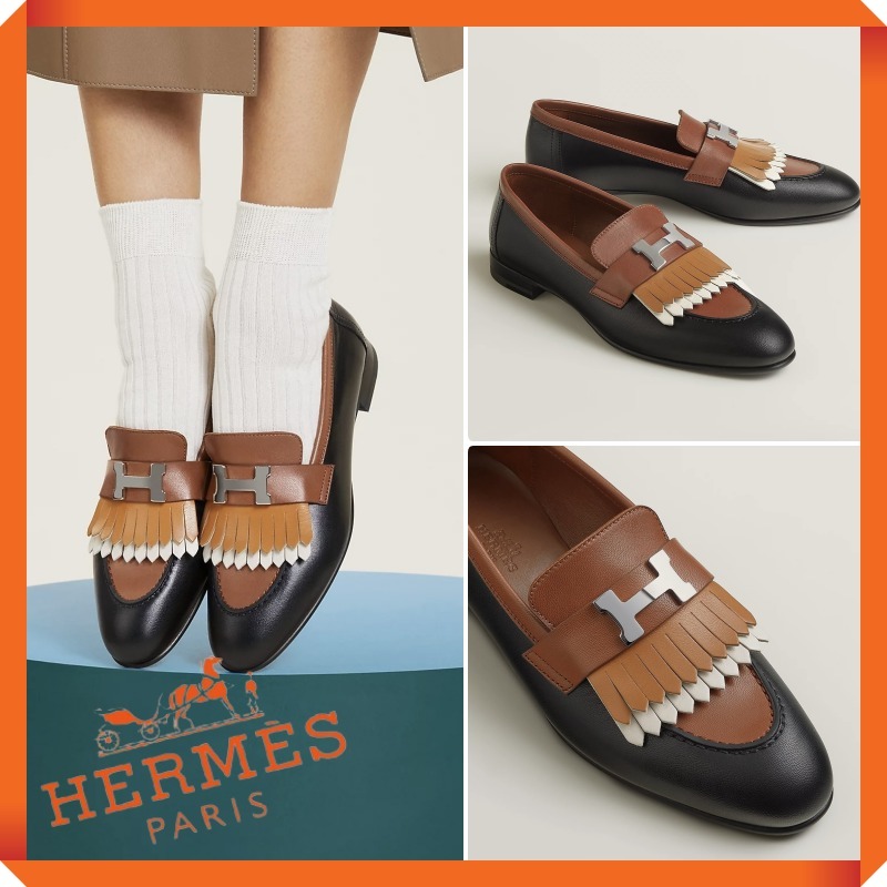 ★HERMES★ロイヤルカーフスキンモカシン ローファー MIXカラー