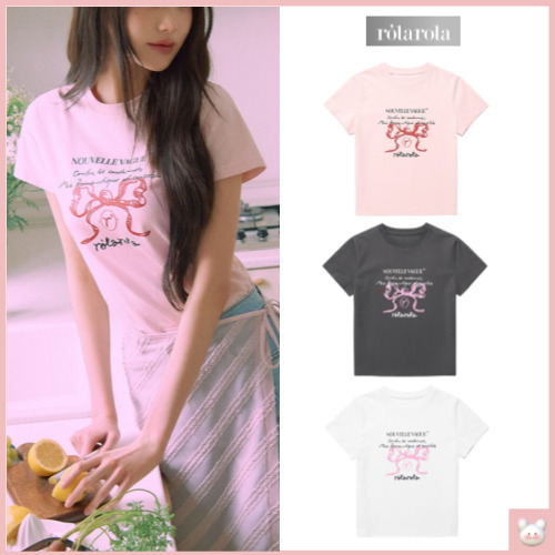 ウォニョンモデル 韓国[ROLAROLA] ROLA RIBBON HALF T-SHIRT