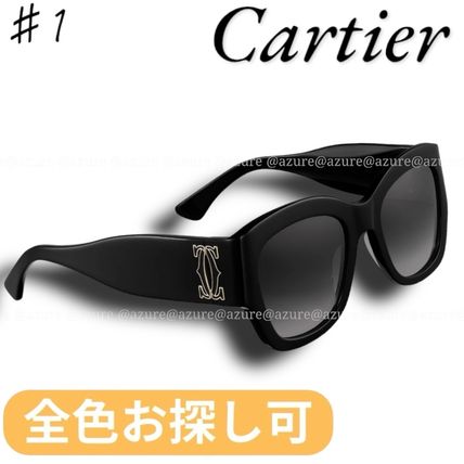 【Cartier】ブラック Signature C キャットアイメガネ Cartier Cat-Eye Eyeglasses