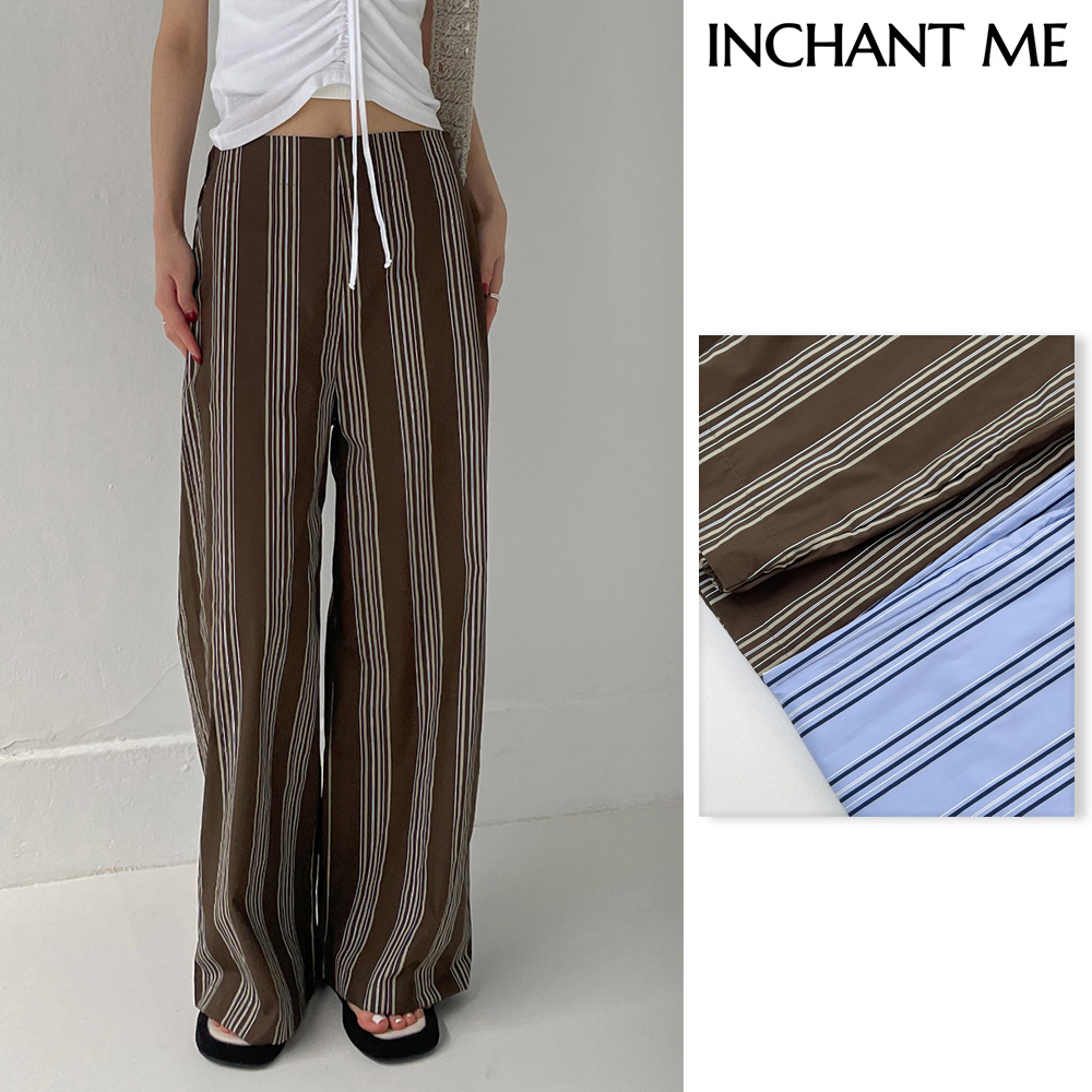 【INCHANT ME】Pulle Stripe Banding Wide Pants