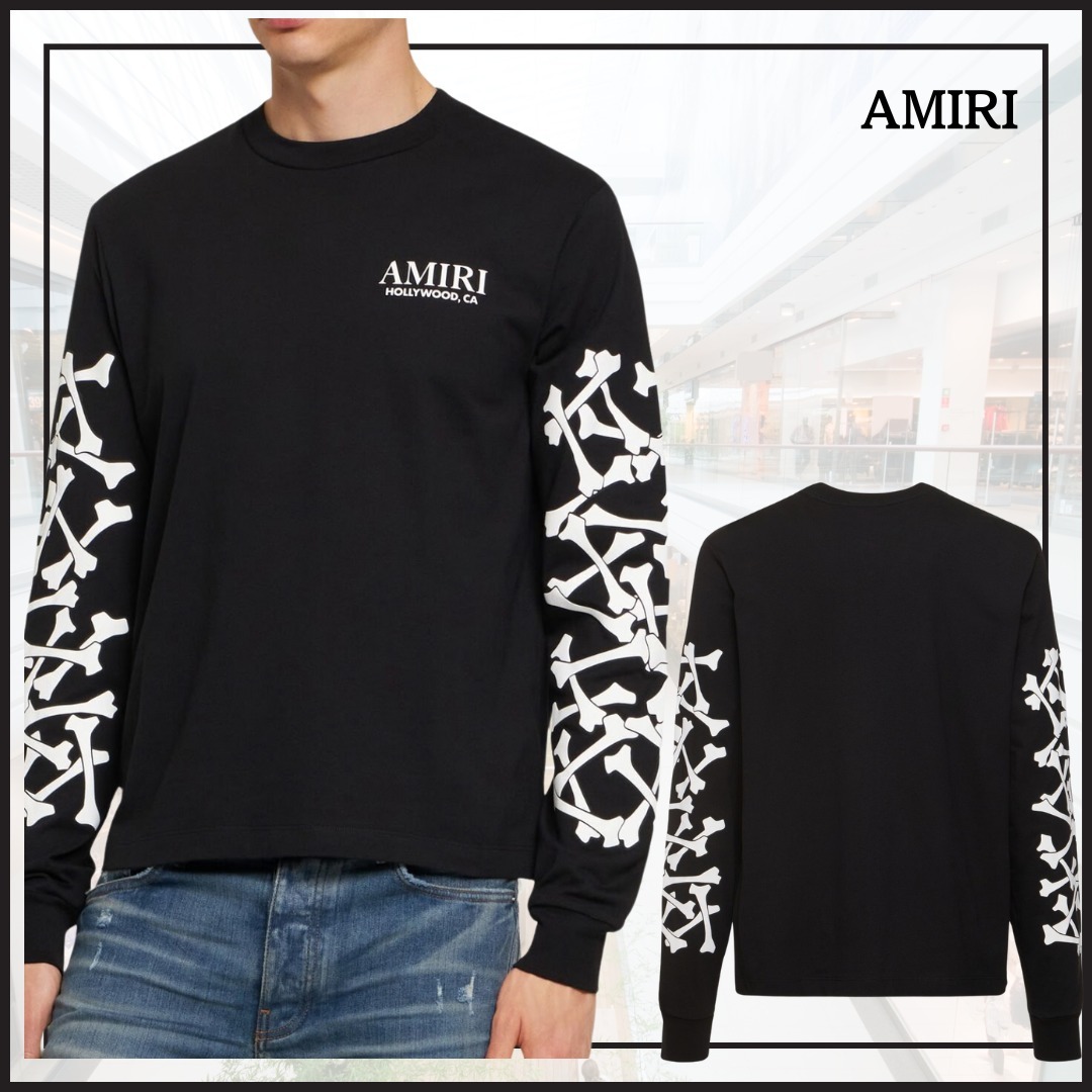 完売必至【アミリ】ロンT Bone 長袖 ロゴ コットン ブラック