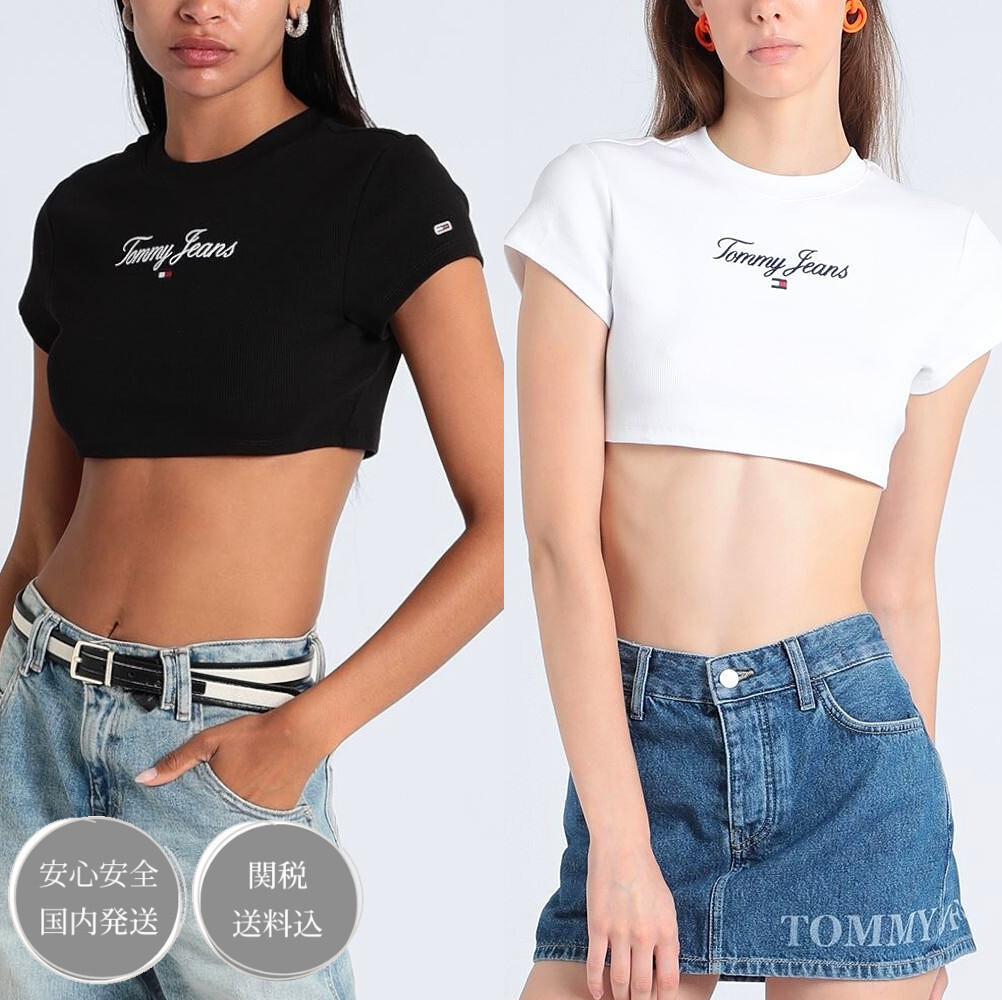  JEANS ロゴ 刺繍入り クロップド Tシャツ 関税送料込