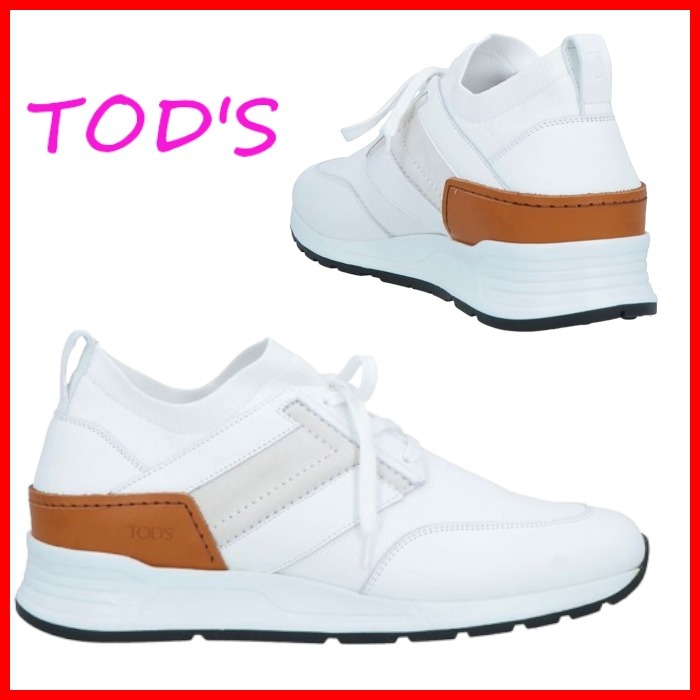 TOD’S ロゴ レザー バイカラー ローカットスニーカー ホワイト