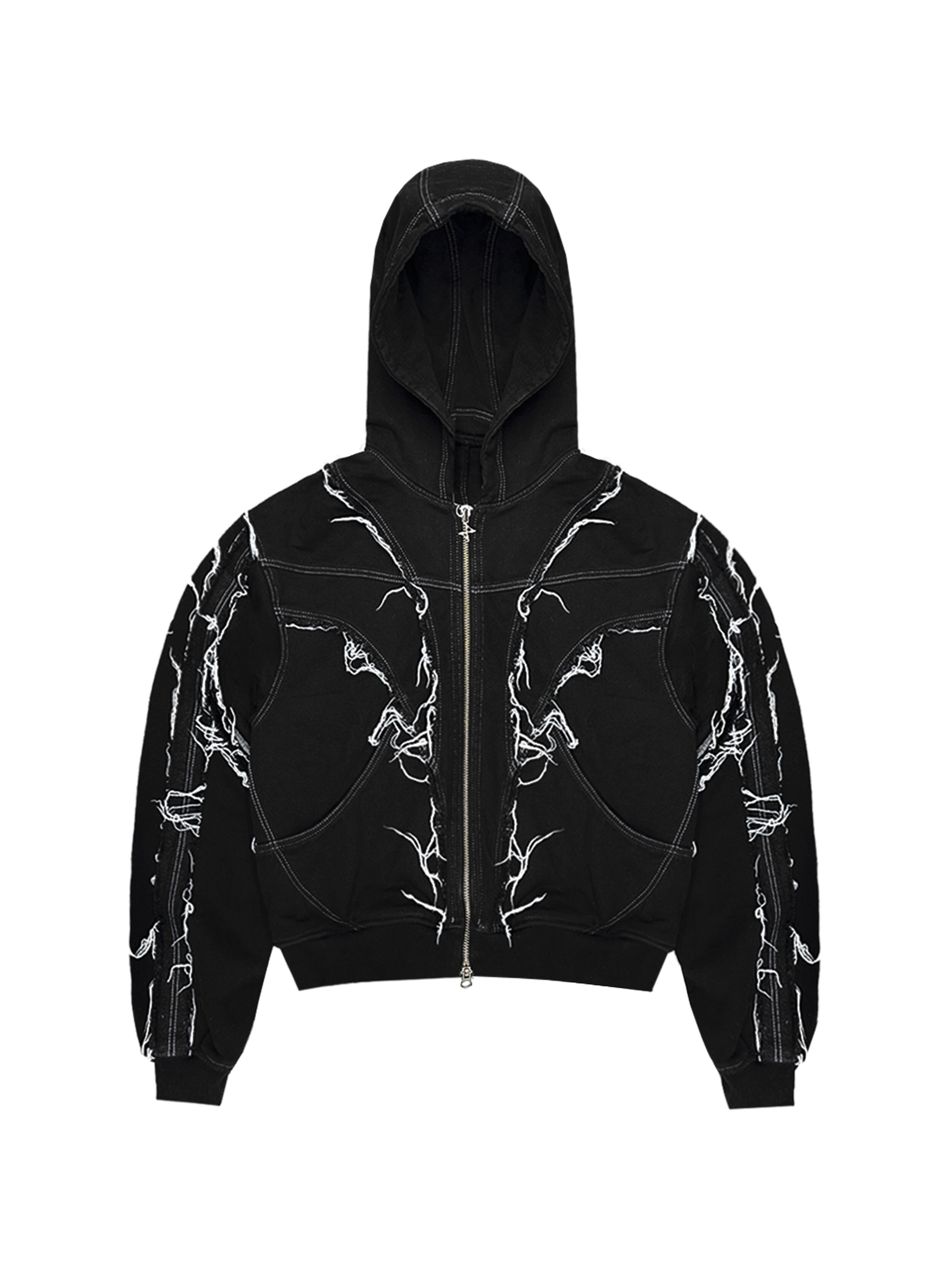 【BLUER】RAW EDGED HOODIE ZIP-UP