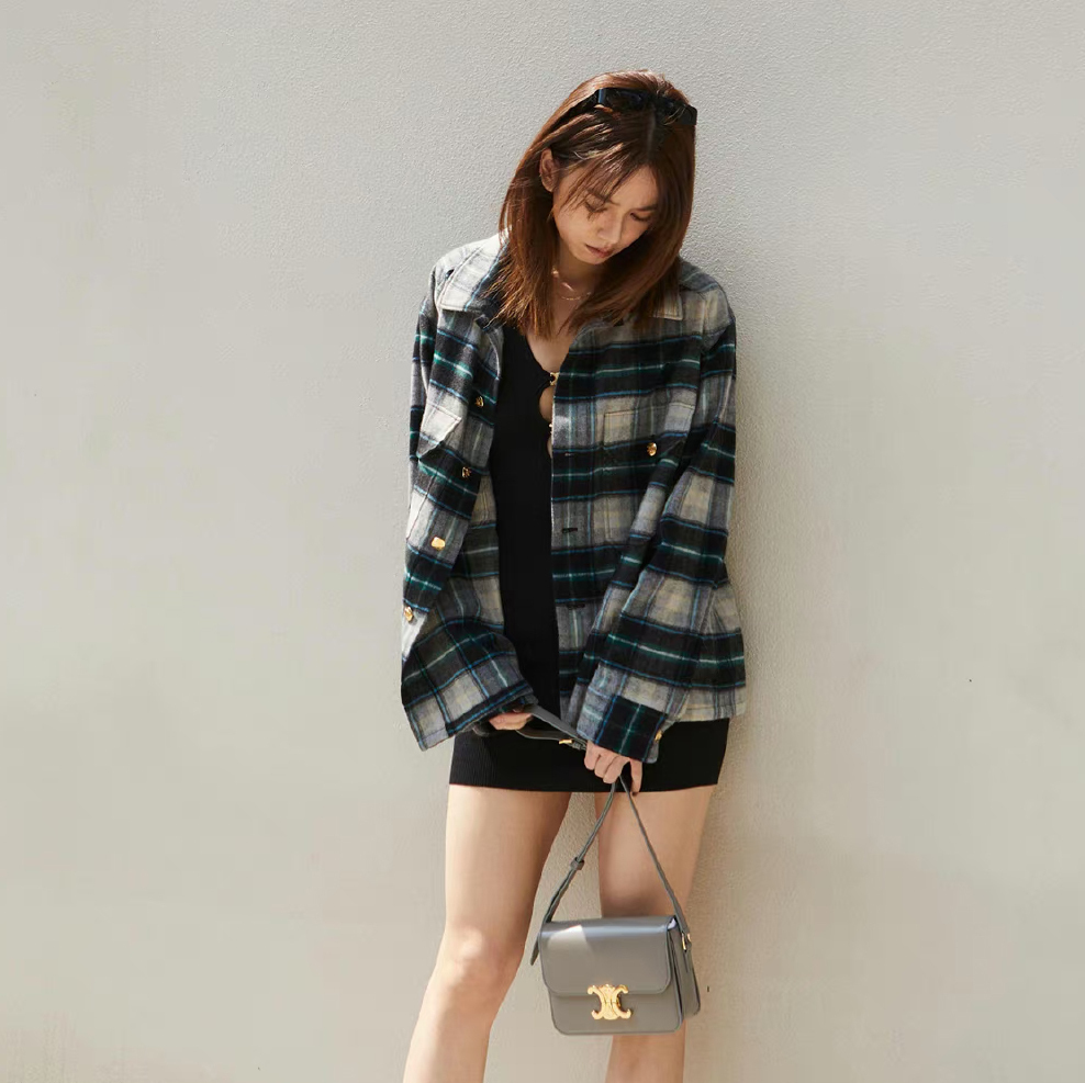 ジャケット CELINE | SHIRT JACKET IN CHECK CASHMERE 2V55L377T.09NV