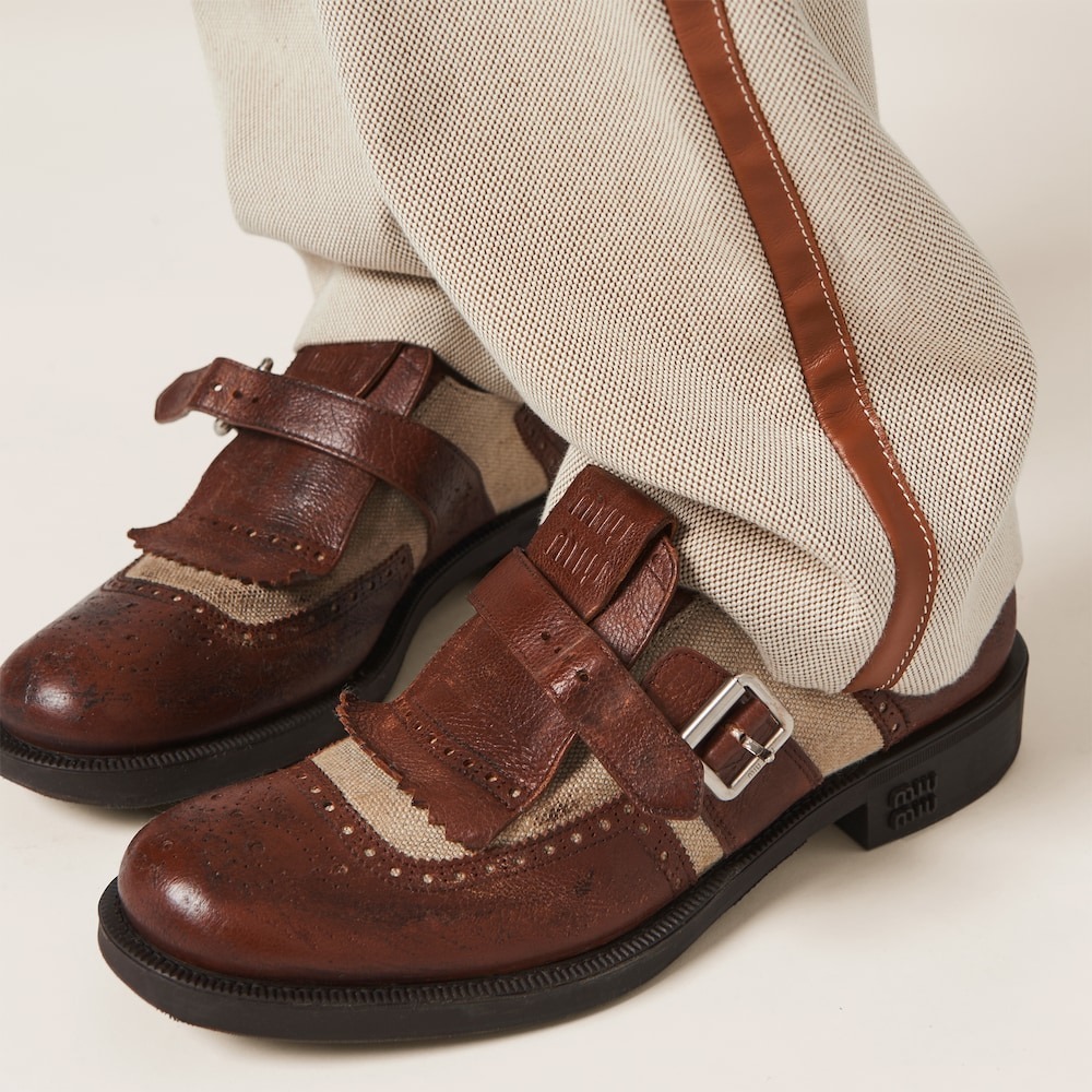 シューズ・サンダルその他 MiuMiu | Church's X Miu Miu Shanghai leather and linen shoes