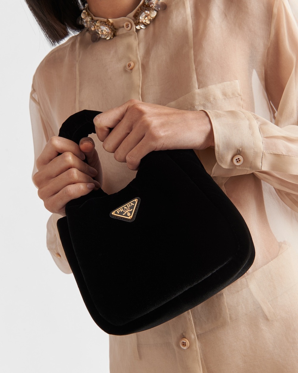 ハンドバッグ PRADA | Padded velvet mini handbag 1BA410_068_F0002_V_OOO