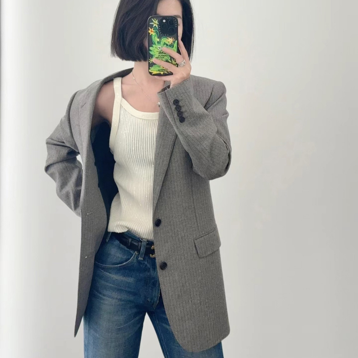 ジャケット CELINE |  JACKET IN STRIPED FLANNEL 2V18T438V.09BT
