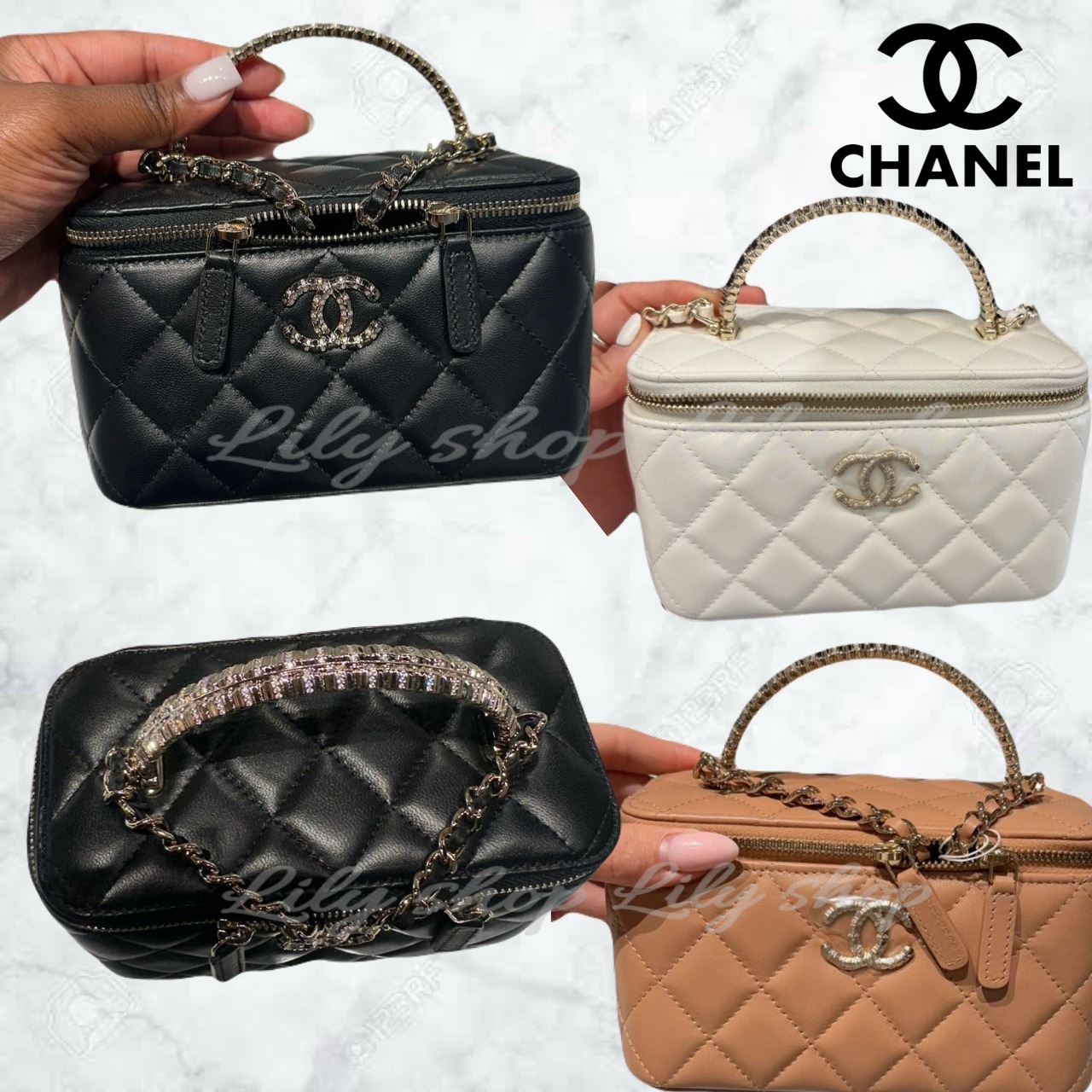 ラムスキン！ CHANEL CC_ハンドル バニティケース