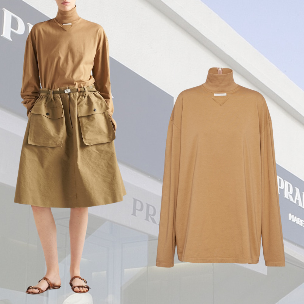 【PRADA】ジャージータートルネックTシャツ