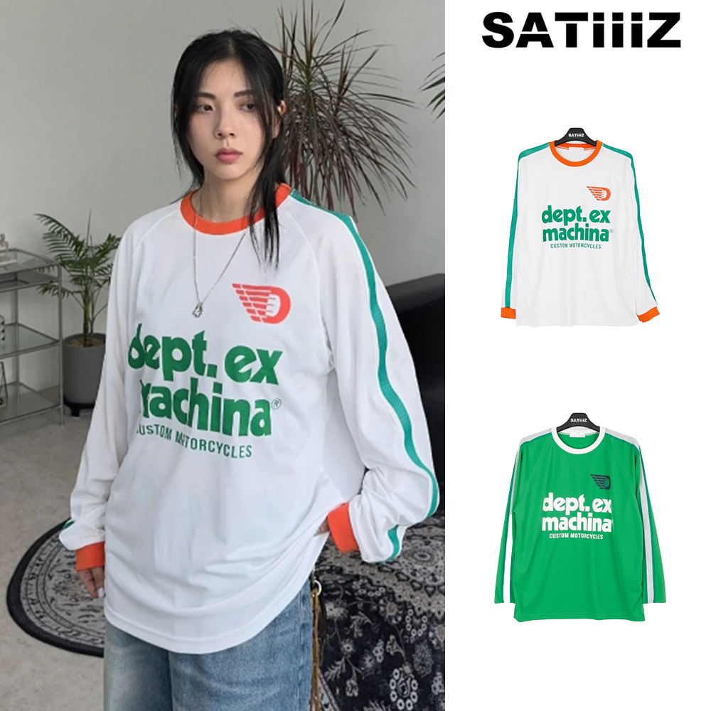 【SATIIIZ】Teeon Sporty Printed Long Sleeve T-Shirt