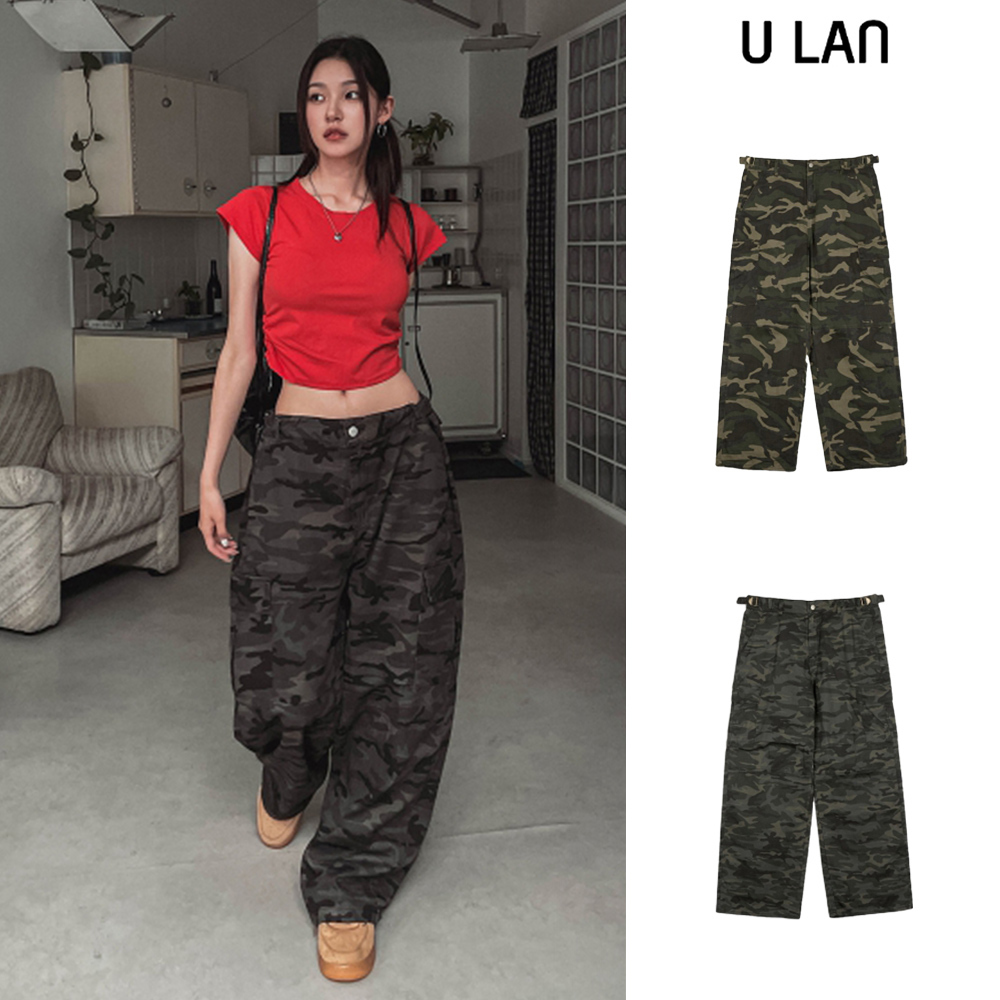 【U LAN】Bell Military Bizo Camo Wide Pants